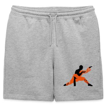 Kung fu - Short de survêtement homme premium - gris chiné - Devant - AI Model Male 178 light (178cm)