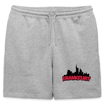 Frankfurt Skyline (Black / Red) - Mens' Premium Organic Sweatshorts - heather grey - Front - AI Model Male 178 light (178cm)
