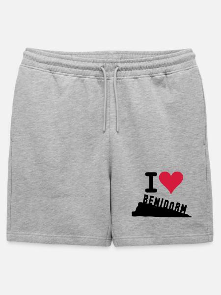 Crimson Heart Love Typography - Mens' Premium Organic Sweatshorts - heather grey