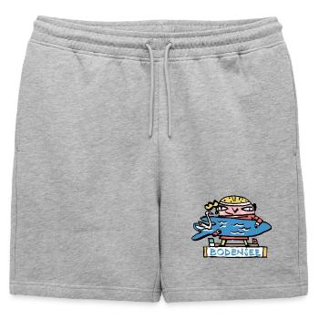 Bodensee Surfer Cartoon - Männer Premium Organic Sweatshorts - Grau meliert - Vorne - AI Model Male 178 light (178cm)