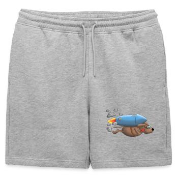 Fusée chien - Short de survêtement homme premium - gris chiné - Devant - AI Model Male 178 light (178cm)