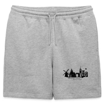 Dinslaken motif urbain avec porte et tour de guet - Short de survêtement homme premium - gris chiné - Devant - AI Model Male 178 light (178cm)
