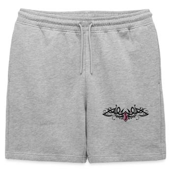 Tribal Tattoo ornament with gemstone. - Mens' Premium Organic Sweatshorts - heather grey - Front - AI Model Male 178 light (178cm)