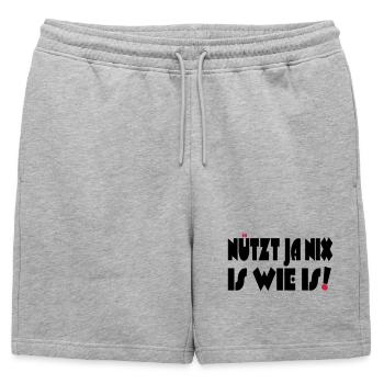 Nützt ja nix, Is wie Is - Männer Premium Organic Sweatshorts - Grau meliert - Vorne - AI Model Male 178 light (178cm)