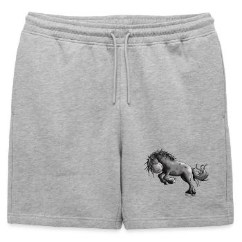 Sauvage Cheval frison - Chevaux - Short de survêtement homme premium - gris chiné - Devant - AI Model Male 178 light (178cm)