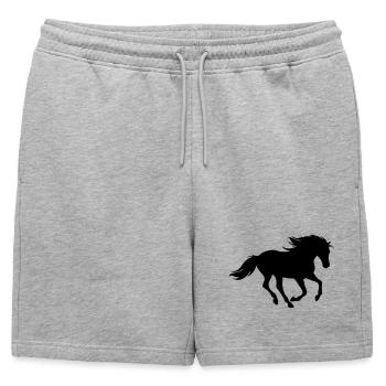 Chevaux,cheval,équitation,poney,cow-boy,trot,galop - Short de survêtement homme premium - gris chiné - Devant - AI Model Male 178 light (178cm)