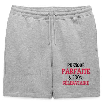 Presque Parfaite & 100% Célibataire - Short de survêtement homme premium - gris chiné - Devant - AI Model Male 178 light (178cm)