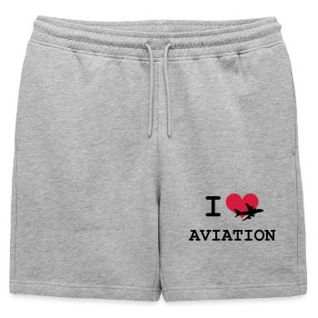 I Love Aviation - Short de survêtement homme premium - gris chiné - Devant - AI Model Male 178 light (178cm)