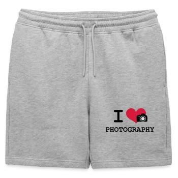 I Love Photography - Mens' Premium Organic Sweatshorts - heather grey - Front - AI Model Male 178 light (178cm)