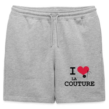 I Love la Couture - Short de survêtement homme premium - gris chiné - Devant - AI Model Male 178 light (178cm)
