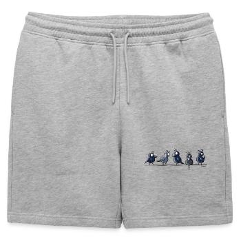 Funny Raven - Mens' Premium Organic Sweatshorts - heather grey - Front - AI Model Male 178 light (178cm)