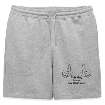 This Guy Loves His Girlfriend - Mens' Premium Organic Sweatshorts - heather grey - Front - AI Model Male 178 light (178cm)
