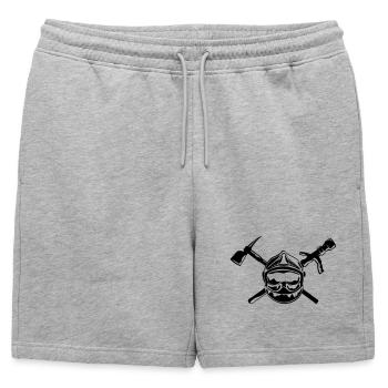 casque_pompier_hache et lance - Short de survêtement homme premium - gris chiné - Devant - AI Model Male 178 light (178cm)