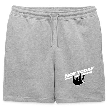 Faultier Not Today – Spruch für Morgenmuffel - Männer Premium Organic Sweatshorts - Grau meliert - Vorne - AI Model Male 178 light (178cm)