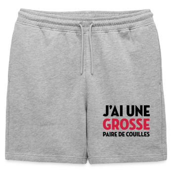 Paire de Couilles / Drague / Sexe / Courage - Short de survêtement homme premium - gris chiné - Devant - AI Model Male 178 light (178cm)