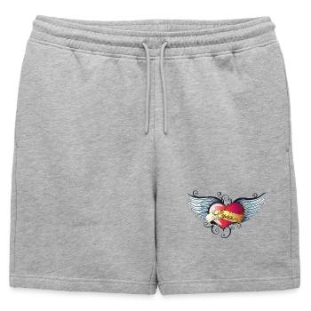 Big heart with wings, Tattoo Style. - Mens' Premium Organic Sweatshorts - heather grey - Front - AI Model Male 178 light (178cm)