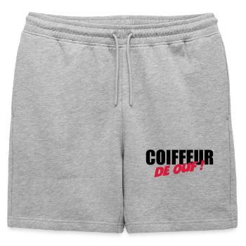Coiffure / Coiffeur / Coiffeuse / Mode / Cheveux - Short de survêtement homme premium - gris chiné - Devant - AI Model Male 178 light (178cm)