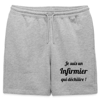 Infirmière / Infirmier / Hôpital / Médecine / - Short de survêtement homme premium - gris chiné - Devant - AI Model Male 178 light (178cm)