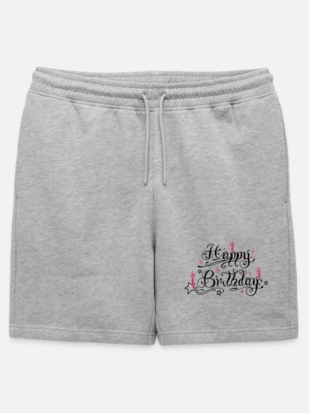 Happy birthday lettering with candles. - Mens' Premium Organic Sweatshorts - heather grey