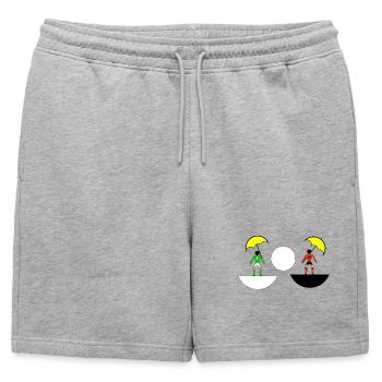 Neon Umbrella Duel in Split Halves - Mens' Premium Organic Sweatshorts - heather grey - Front - AI Model Male 178 light (178cm)