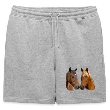 Twin Horses Embrace - Mens' Premium Organic Sweatshorts - heather grey - Front - AI Model Male 178 light (178cm)