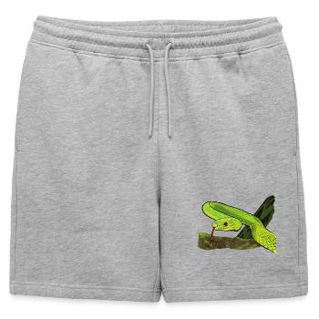 Serpent vert brillant dans la jungle - Short de survêtement homme premium - gris chiné - Devant - AI Model Male 178 light (178cm)