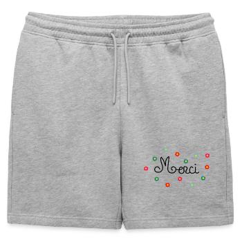 Merci - Short de survêtement homme premium - gris chiné - Devant - AI Model Male 178 light (178cm)