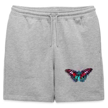 Design coloré couleur papillon rose turquoise - Short de survêtement homme premium - gris chiné - Devant - AI Model Male 178 light (178cm)