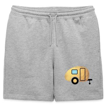 Caravane caravane Glamping Camping Gold Vacances Fan - Short de survêtement homme premium - gris chiné - Devant - AI Model Male 178 light (178cm)