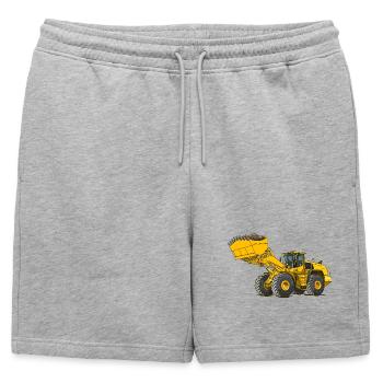 Chargeuse sur pneus, engin de chantier - Short de survêtement homme premium - gris chiné - Devant - AI Model Male 178 light (178cm)