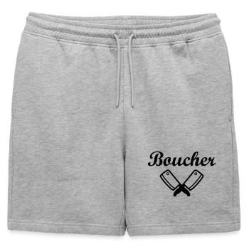 Boucher - Short de survêtement homme premium - gris chiné - Devant - AI Model Male 178 light (178cm)