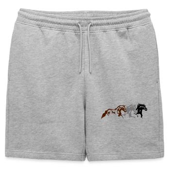 Chevaux, poneys, animaux, étalon, animal - Short de survêtement homme premium - gris chiné - Devant - AI Model Male 178 light (178cm)