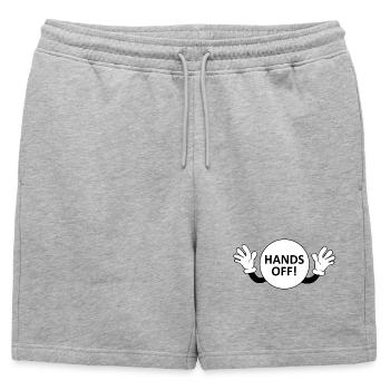 Avertissement mains off / Don't Touch - Short de survêtement homme premium - gris chiné - Devant - AI Model Male 178 light (178cm)