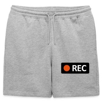 Bouton d’enregistrement REC de la caméra. Enregistrer, live, rec - Short de survêtement homme premium - gris chiné - Devant - AI Model Male 178 light (178cm)