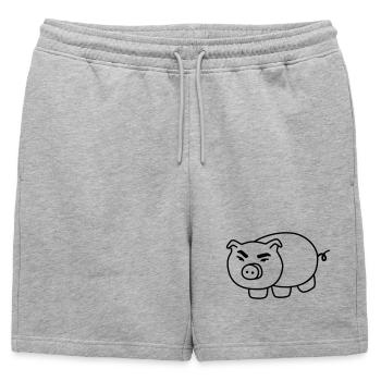 Piggy – Funny Farm Cartoon - Mens' Premium Organic Sweatshorts - heather grey - Front - AI Model Male 178 light (178cm)