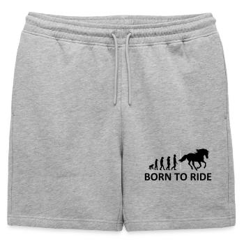 Né pour monter à cheval - Short de survêtement homme premium - gris chiné - Devant - AI Model Male 178 light (178cm)
