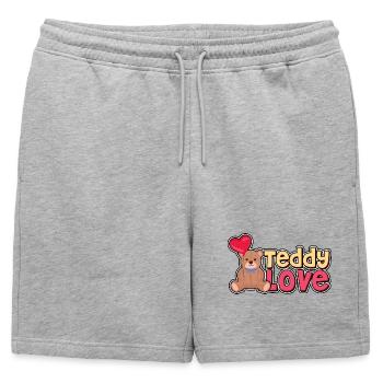 Teddy Love - Bear - Bears - Mens' Premium Organic Sweatshorts - heather grey - Front - AI Model Male 178 light (178cm)