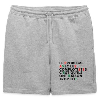 Le problème avec les complotistes - Short de survêtement homme premium - gris chiné - Devant - AI Model Male 178 light (178cm)