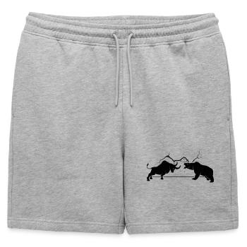 Bulle VS Ours - Short de survêtement homme premium - gris chiné - Devant - AI Model Male 178 light (178cm)