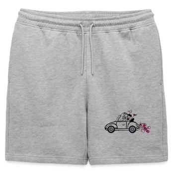 Stick Figure Bridal Couple Mariage Mariage Voiture de mariée - Short de survêtement homme premium - gris chiné - Devant - AI Model Male 178 light (178cm)