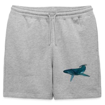 Baleine à bosse blanche - Short de survêtement homme premium - gris chiné - Devant - AI Model Male 178 light (178cm)