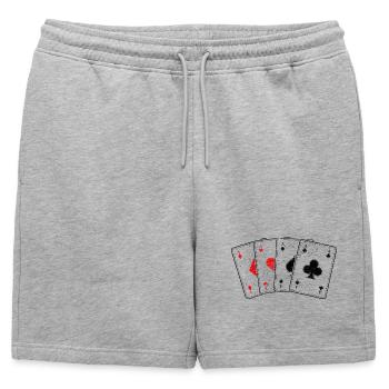 Carreaux coeur de pique---a jeu de cartes poker professionnel - Short de survêtement homme premium - gris chiné - Devant - AI Model Male 178 light (178cm)