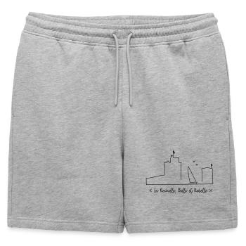 La Rochelle design marron - by Nicolas Poitevin - Short de survêtement homme premium - gris chiné - Devant - AI Model Male 178 light (178cm)