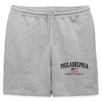 Drapeau vintage de Philadelphie, Pennsylvanie - Short de survêtement homme premium - gris chiné - Devant - AI Model Male 178 light (178cm)