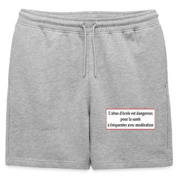 L'abus d'école est dangereux pour la santé - Short de survêtement homme premium - gris chiné - Devant - AI Model Male 178 light (178cm)
