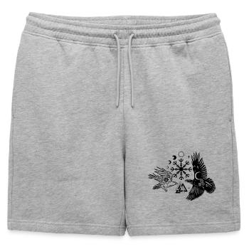 Hugin et Munin avec Vegvisir Valknut - Short de survêtement homme premium - gris chiné - Devant - AI Model Male 178 light (178cm)