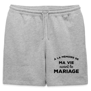 A la mémoire de ma vie avant le Mariage Cadeau - Short de survêtement homme premium - gris chiné - Devant - AI Model Male 178 light (178cm)