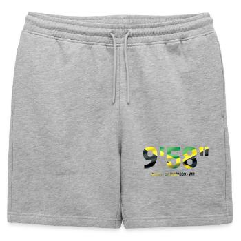 9,58" - Bolt the fastest man - Short de survêtement homme premium - gris chiné - Devant - AI Model Male 178 light (178cm)