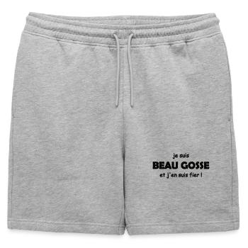 fier d être beau gosse - Short de survêtement homme premium - gris chiné - Devant - AI Model Male 178 light (178cm)