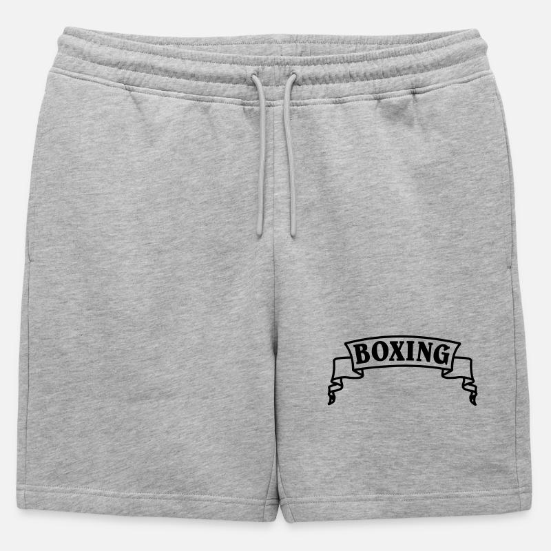 Boxen Boxtext in Wimpel oder Banner - Männer Premium Organic Sweatshorts - Grau meliert